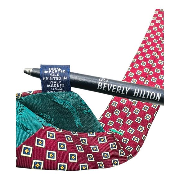 Tommy Hilfiger 1 Pair Vintage Men’s Silk Ties USA Made Imported Fabric Multicolo - Picture 13 of 13